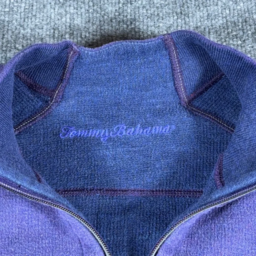 Tommy Bahama Mens 1/4 Zip Pullover Sweater Purple Heathered XL